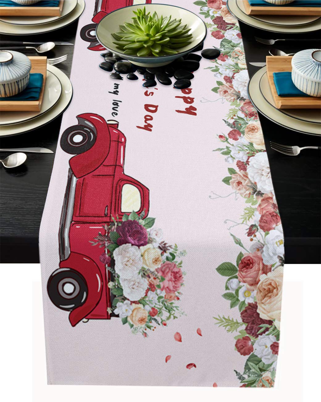 72 Inch Cotton Linen Table Runner - Elegant Decorative Tablecloth for Dining Room, Kitchen & Bedroom | Perfect for Valentine's Day Decor, Dinner Parties & Home Styling