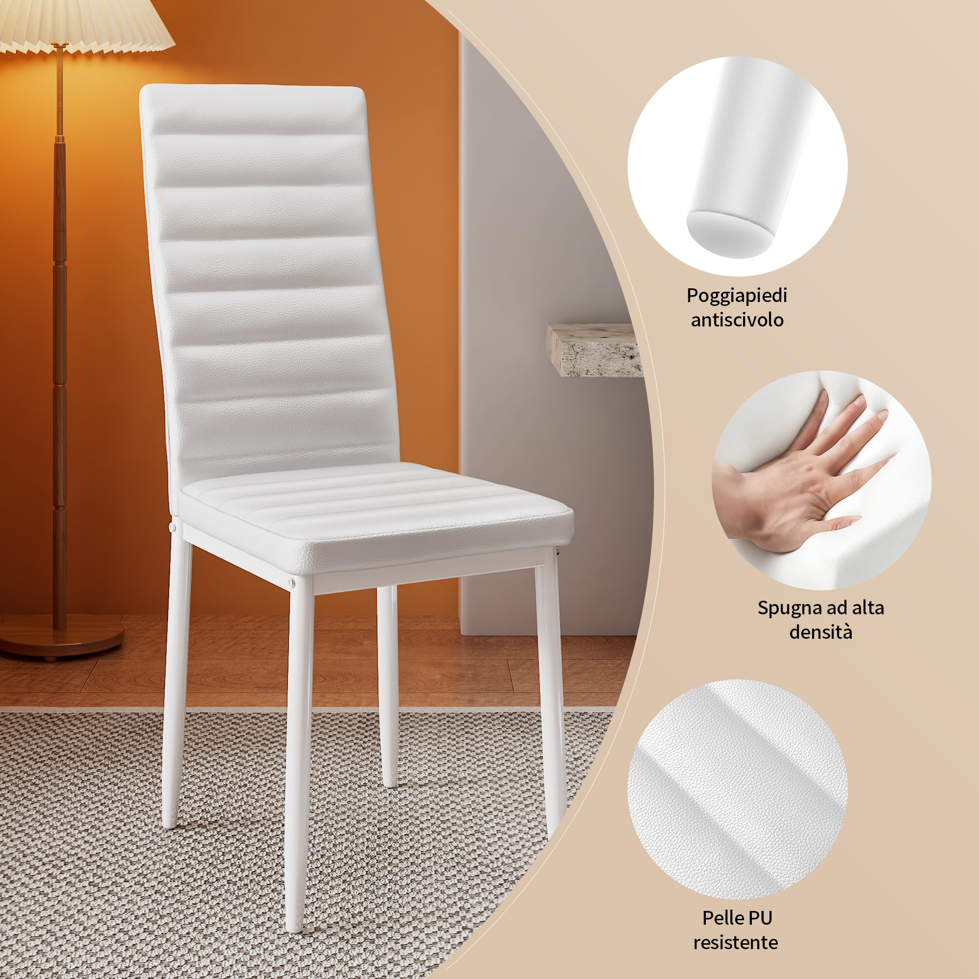 Bealife 7-Piece Modern Dining Table Set for 6 with Tempered Glass - White Kitchen Table & Chairs for Home, Living Room, Dining Room | Perfect for Family Gatherings & Dinner Parties