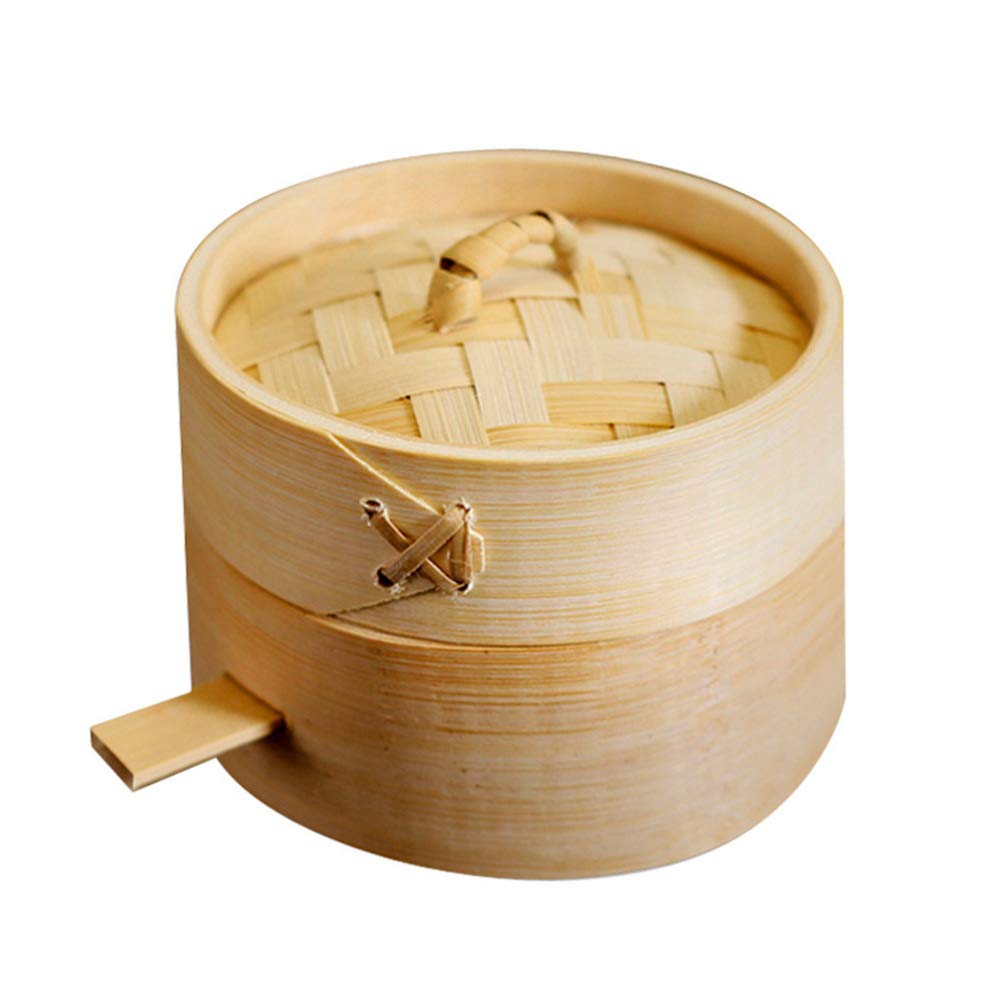 Yardwe 2-Piece Bamboo Steamer Set - 9cm Mini Steamer Baskets for Dim Sum, Dumplings, Buns, Vegetables, Chicken, Fish & Meat | Perfect for Asian Cooking, Healthy Meal Prep & Party Appetizers