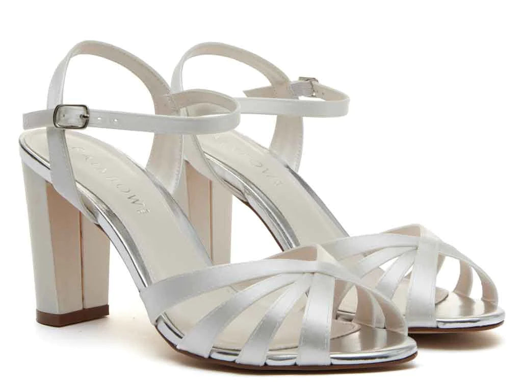 Rainbow Club Blake Ivory Satin Block Heel Wedding Shoes – Elegant Bridal Footwear for Ceremony, Reception & Photoshoots
