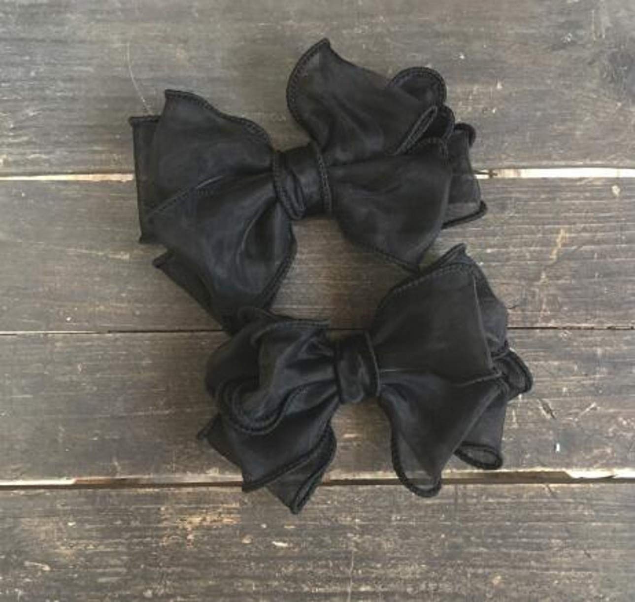 CHENGYIDA Women's Bow Chiffon Ribbon Flower Flip Flop Shoe Charms - Fashionable Shoe Clips for Sandals & Flats (Black) - Perfect for Weddings, Parties & Beach Outfits