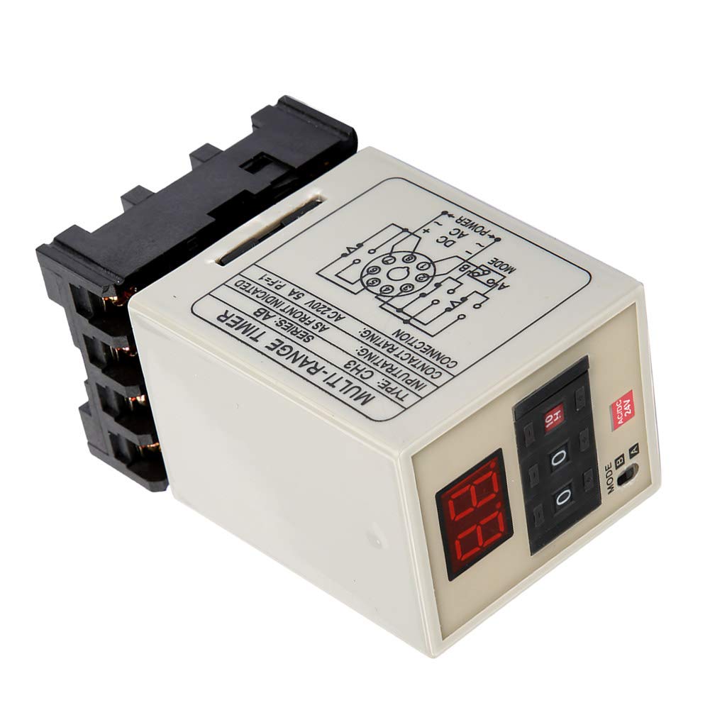 Digital Delay Timer Relay AH3-DM 0.01S-99H Dual Mode with LED Display - 12V/24V/110V/220V/380V (DC 12V, AC/DC 24V) - Perfect for Industrial Automation, HVAC Systems, and Electrical Control Panels