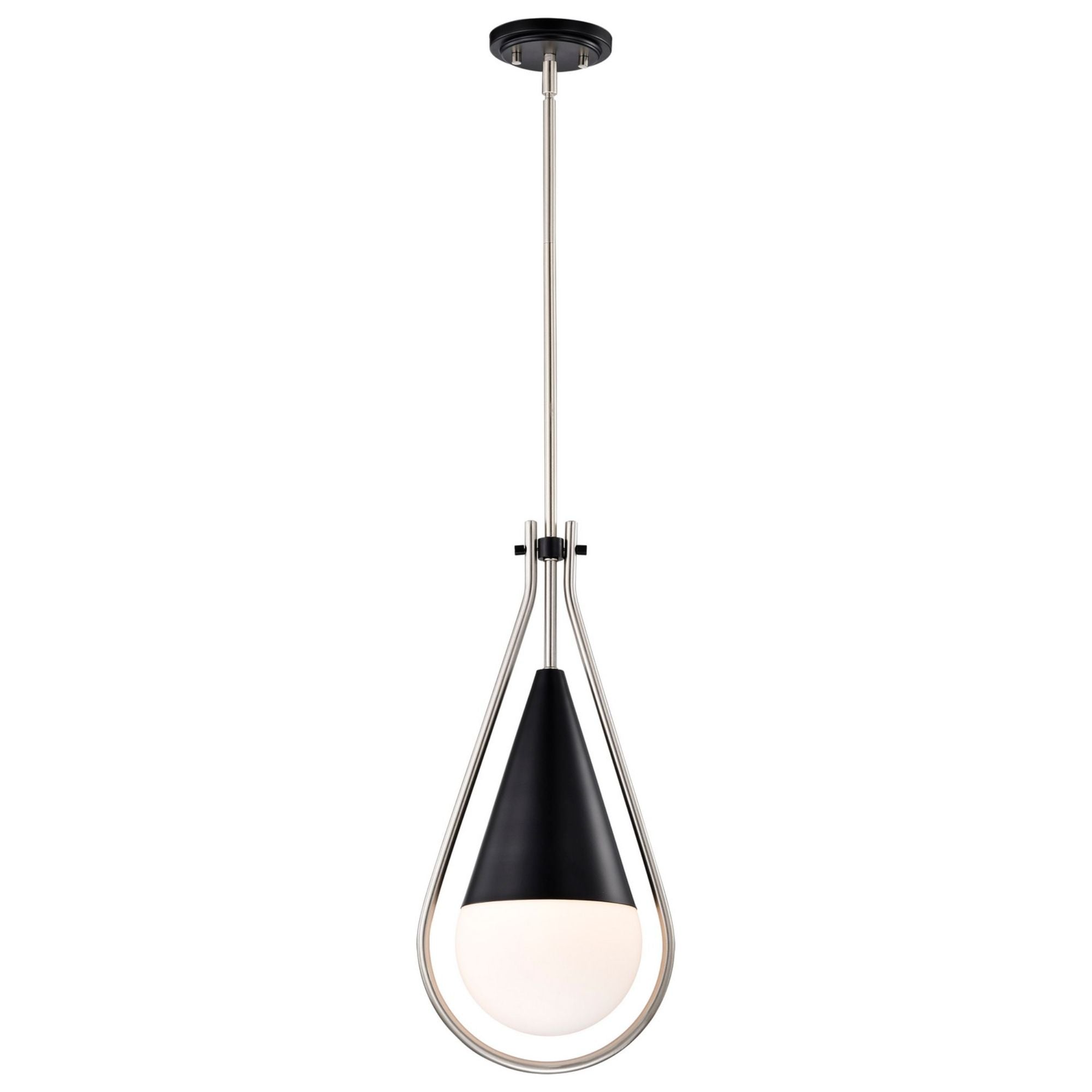 Admiral 10 Inch Modern Pendant Light Fixture - Matte Black & Brushed Nickel Finish - Perfect for Kitchen Island, Dining Room, or Entryway Lighting