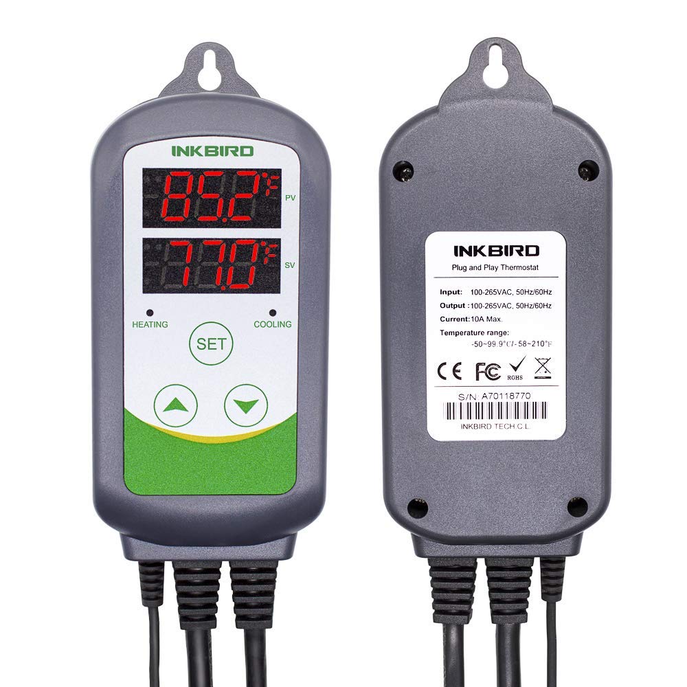INKBIRD ITC-308 Digital Temperature Controller - Programmable Outlet Thermostat for Home Brewing, Reptile Tanks & Aquariums