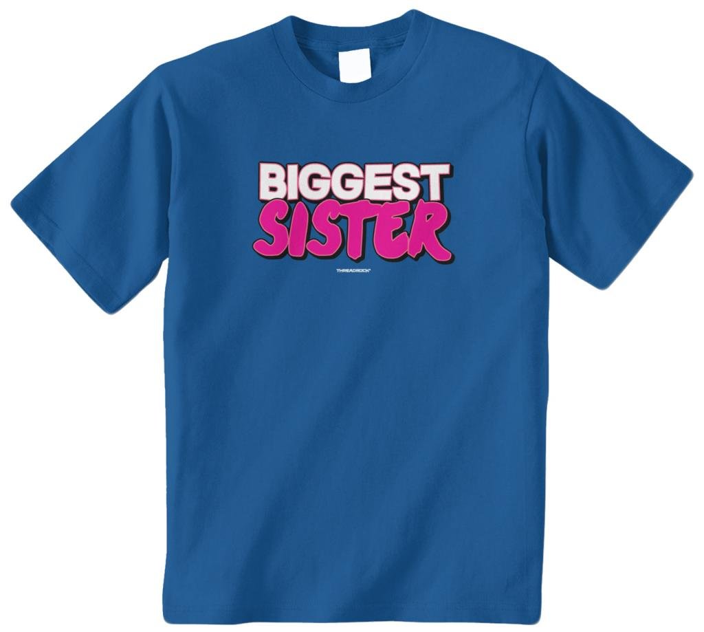 Threadrock Big Girls' Biggest Sister Youth T-Shirt - Cute Matching Sibling Outfits for Family Photos & Special Occasions