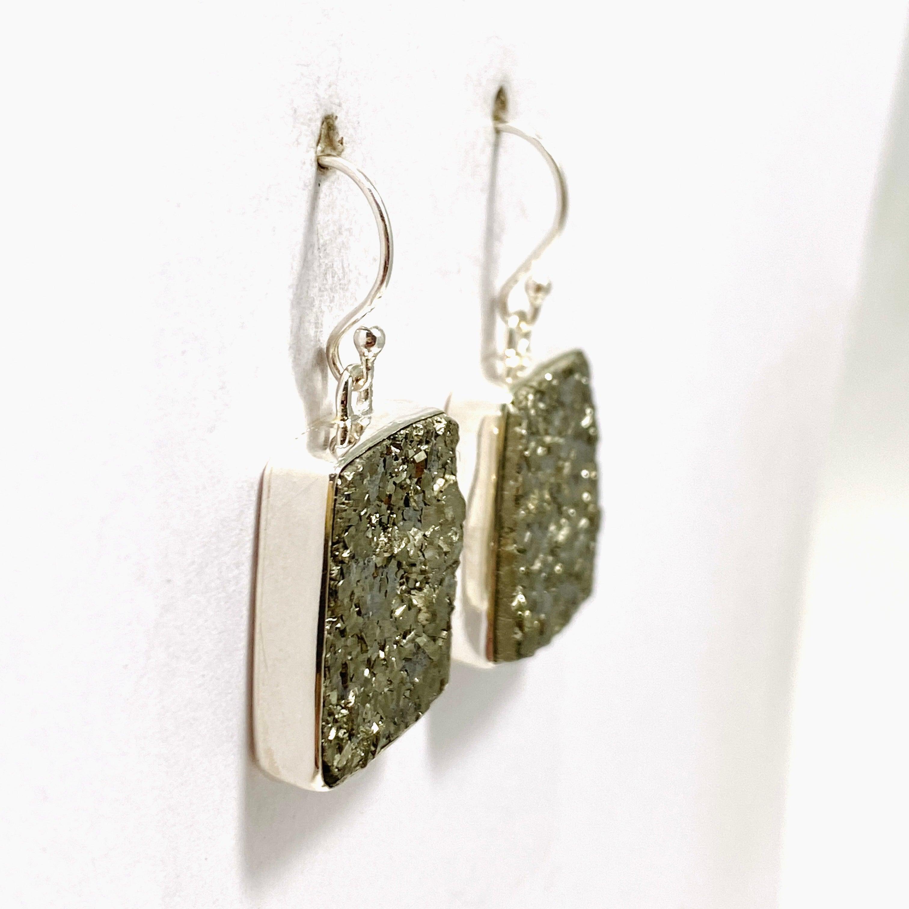 Natural Pyrite Raw Trapezoid Earrings for Women - Handmade Gemstone Jewelry KEGJ1442 - Perfect for Boho Style & Everyday Wear