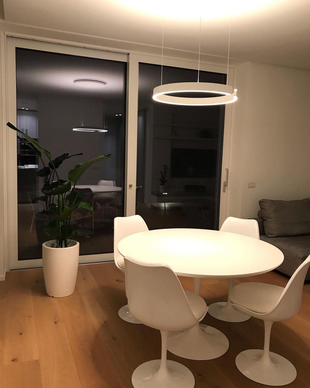 Modern Circular Chandelier - Elegant LED Ceiling Light Fixture for Dining Room, Living Room & Bedroom | Energy Efficient & Dimmable | Perfect for Home Decor & Interior Design