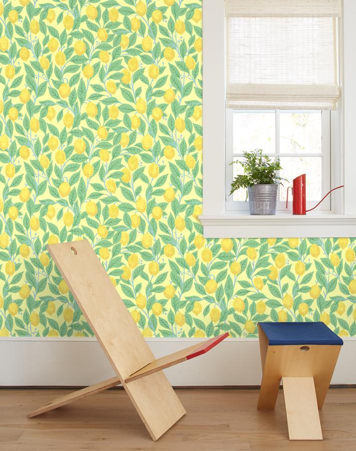 Yellow Lemons Wallpaper by Nathan Turner - Peel & Stick Removable Wallpaper for Kitchen, Bathroom, and Home Decor