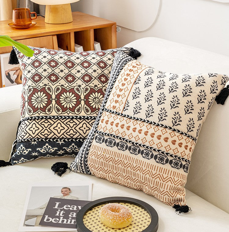 Modern Geometric Throw Pillows - Oriental Square Couch Pillows for Living Room Decor, Bohemian Style Decorative Sofa Pillows | Perfect for Home Decor, Accent Seating & Cozy Living Room Styling