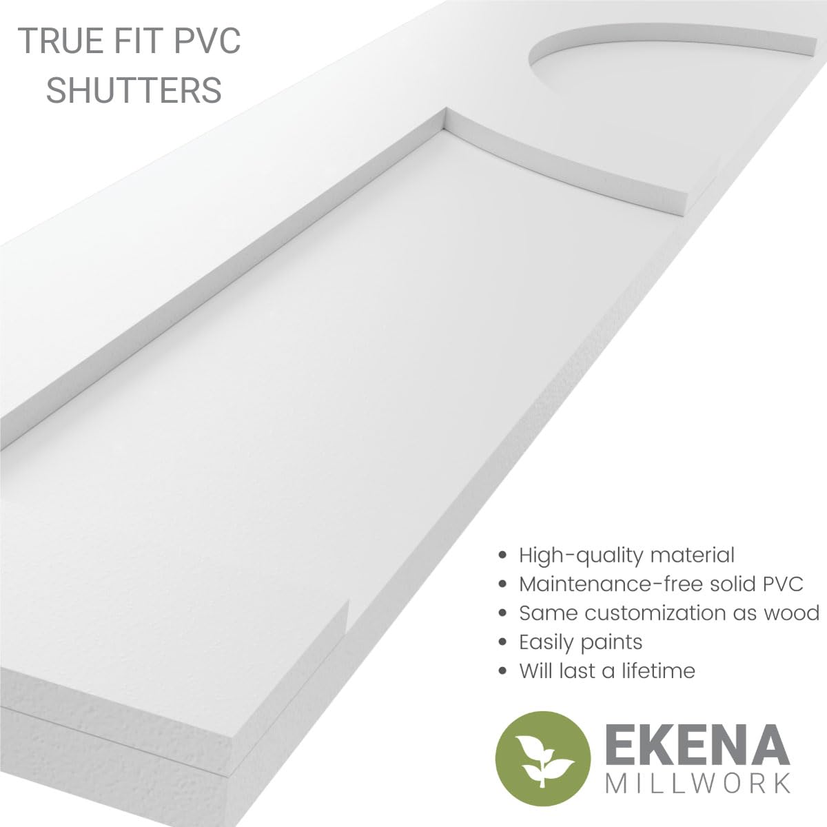 Ekena Millwork TFP001AC12X038MG True Fit PVC Center Circle Arts & Crafts Fixed Mount Shutters - 12