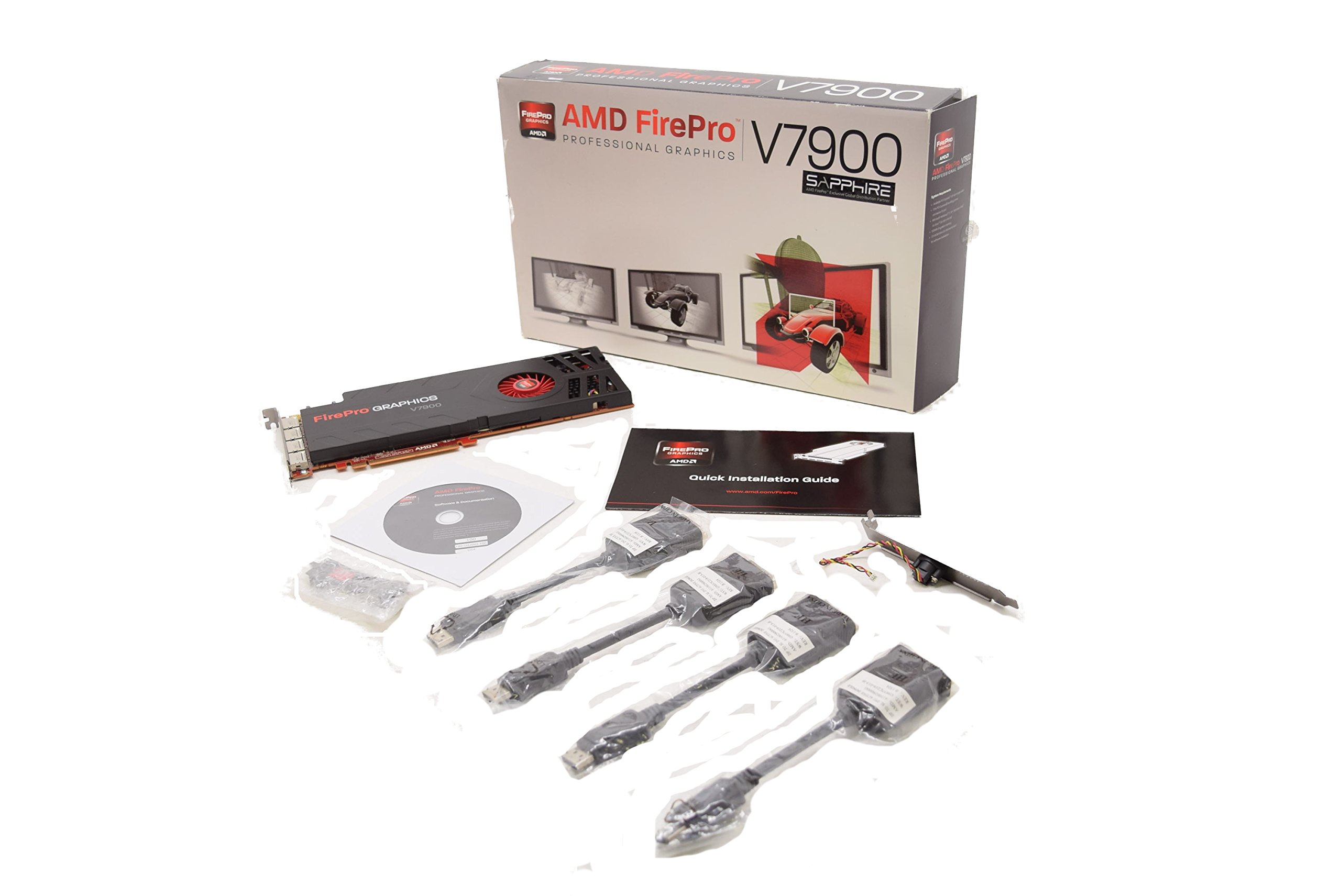 Sapphire AMD FirePro V7900 2GB GDDR5 Professional Graphics Card with Quad DisplayPort - High Performance PCIe GPU for CAD, 3D Rendering & Video Editing Workstations
