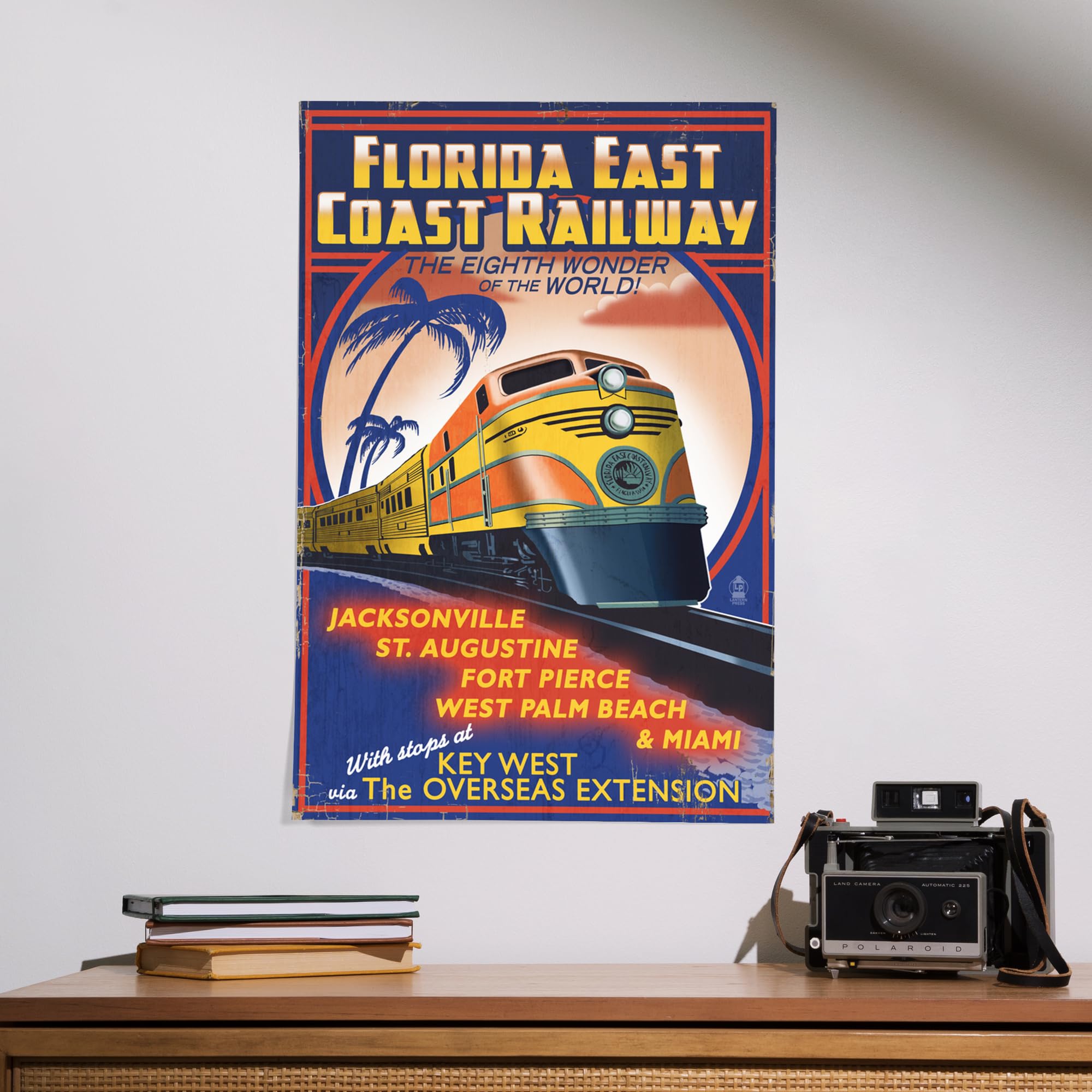 Lantern Press 16x24 Inch Giclee Art Print - Key West Florida East Coast Railway Landscape Wall Decor | Perfect for Living Room, Bedroom & Office