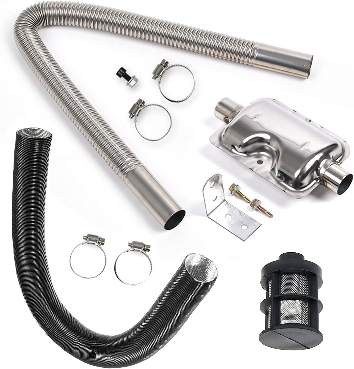 60cm Stainless Steel Exhaust Pipe Muffler Silencer Filter for Webasto & Eberspacher Diesel Parking Heaters - Durable Car Heater Accessory for Winter Camping & Truck Heating