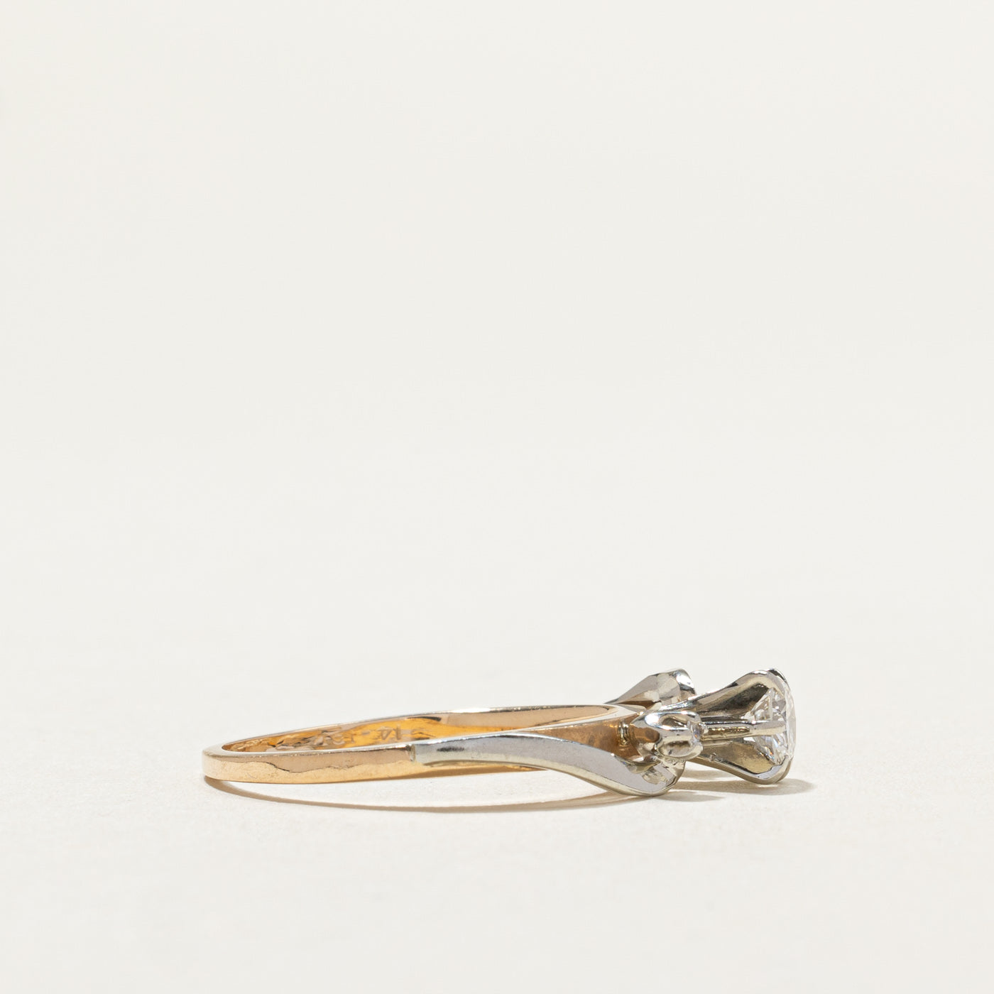Elegant Two-Tone Diamond Bypass Ring - 0.26ct Center Stone & 0.01ctw Accents - Size 6.5 - Perfect for Engagement, Anniversary & Special Occasion Gifts
