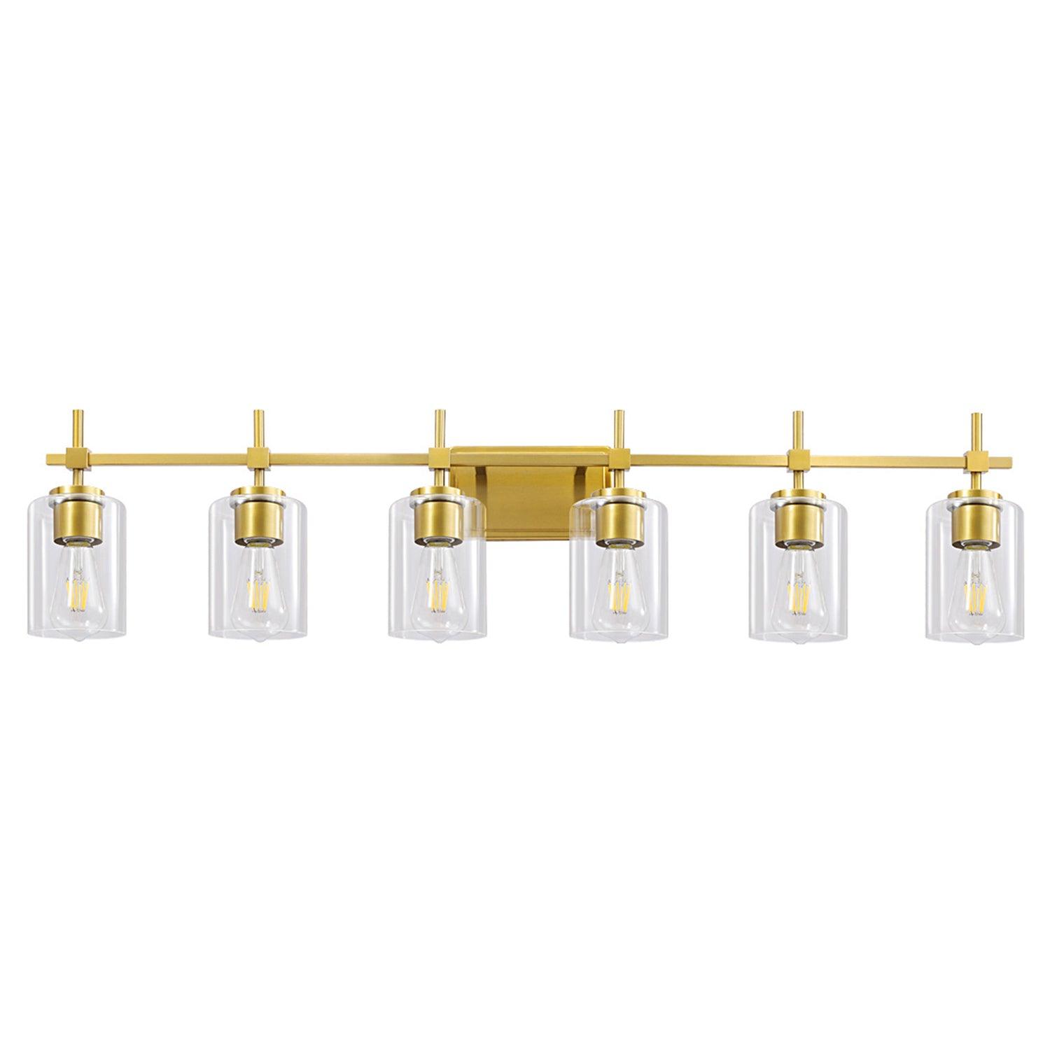 Jasper Modern Clear Glass 6-Light Bathroom Vanity Light Fixture - Elegant Lighting for Bathroom, Powder Room & Dressing Area