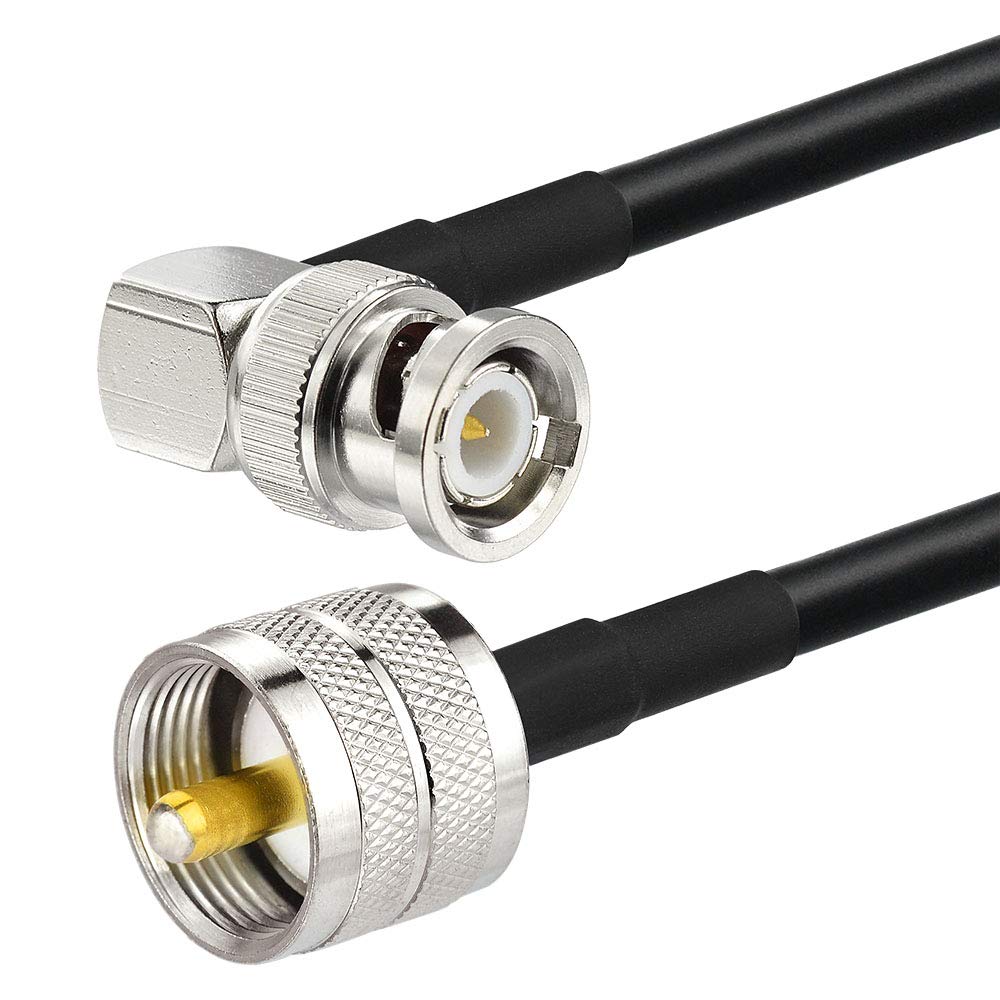 Superbat PL259 to BNC Cable 12inch UHF Male to BNC Male Right Angle Jumper RG58 Coax Cable - 2-Pack for CB Radio, Ham Radio, Scanner Antenna, SWR Meter & Dummy Load | Perfect for Amateur Radio Setup & Signal Testing