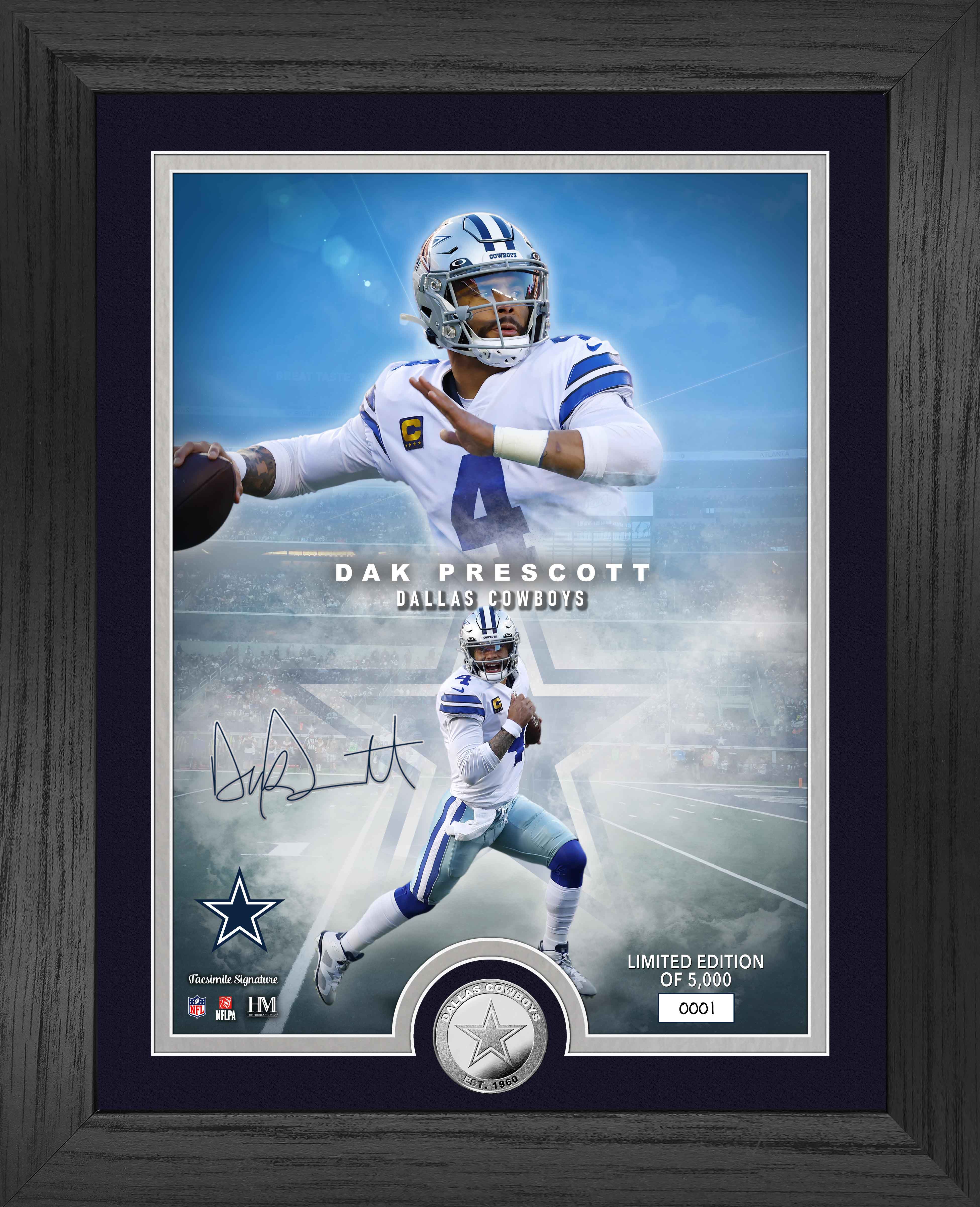 Dak Prescott NFL Legends Commemorative Silver Coin with Photo - Limited Edition Collectible for Football Fans & Sports Memorabilia Enthusiasts - Perfect for Display, Gifts, and Fan Collections