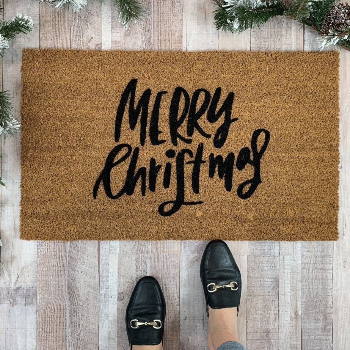 Classic Merry Christmas Doormat - Holiday Welcome Mat for Front Door, Non-Slip Indoor/Outdoor Rug - Perfect for Christmas Decorations & Seasonal Greetings