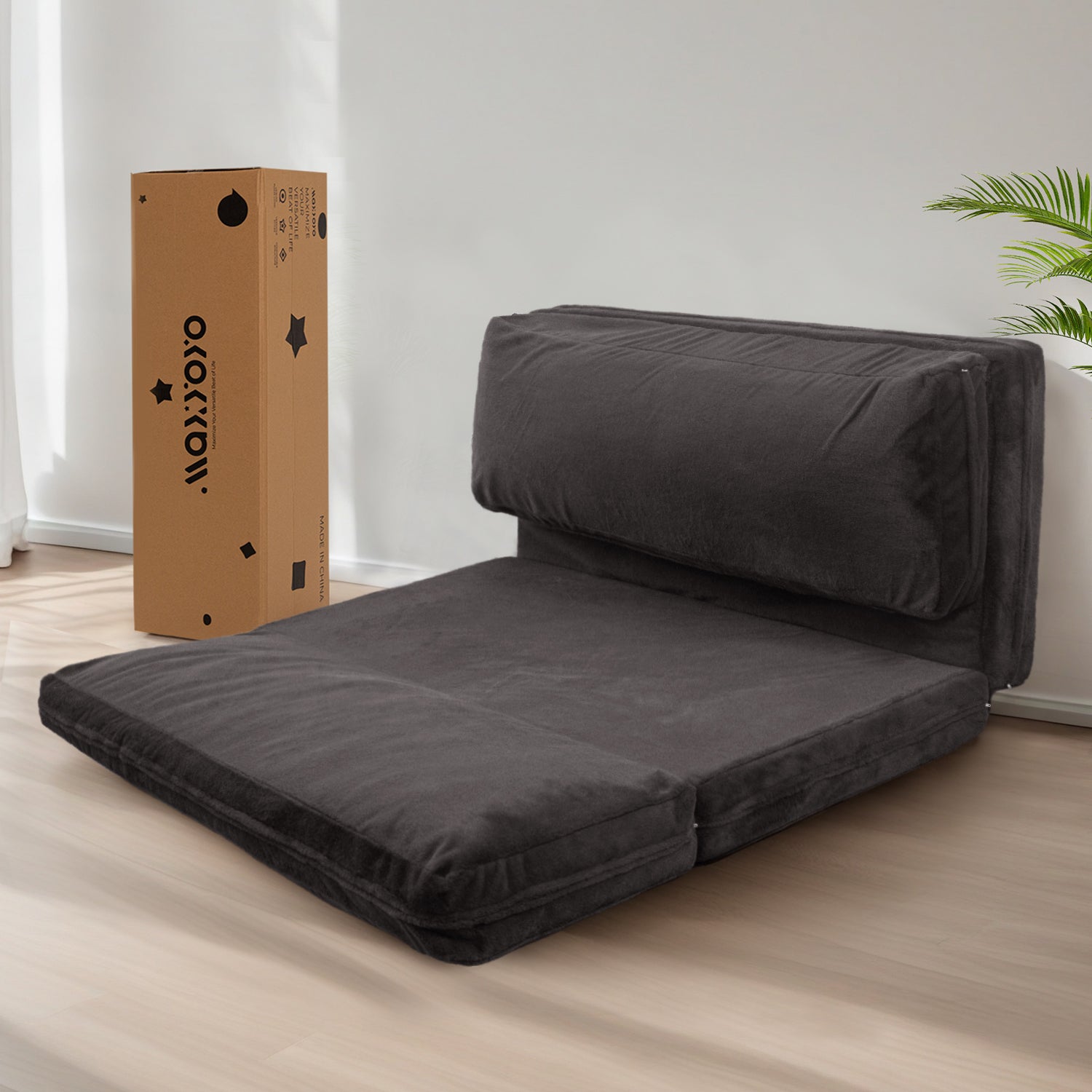 MAXYOYO Bean Bag Folding Sofa Bed - Extra Thick Floor Mattress with Washable Faux Fur Cover | Perfect for Living Room, Bedroom, Dorm & Game Room Lounging