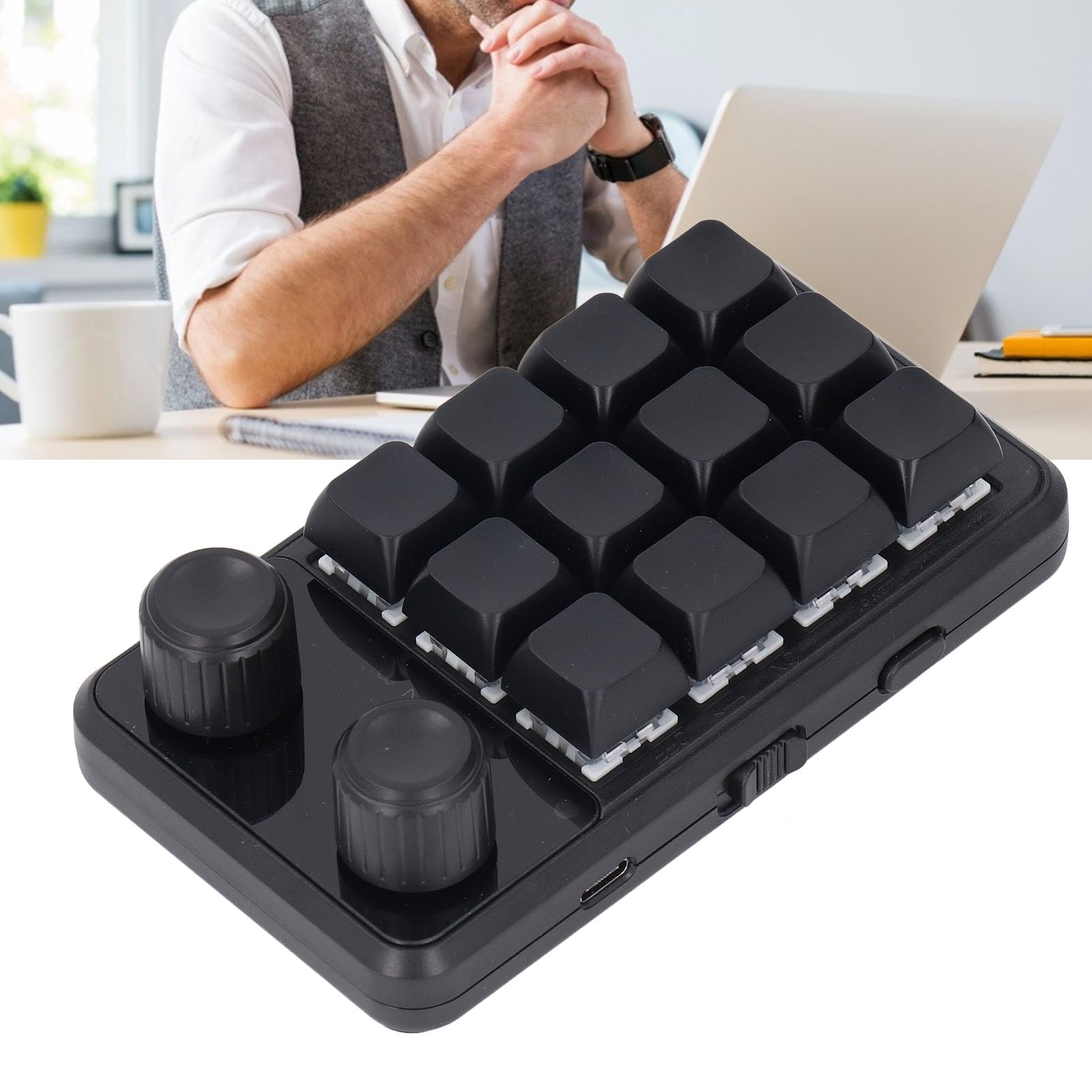 Hyuduo RGB Backlit Mechanical Gaming Keyboard with Blue Switches - 2.4G Wireless, 12 Programmable Macro Keys - Perfect for PC Gaming, Office Work & Typing Enthusiasts