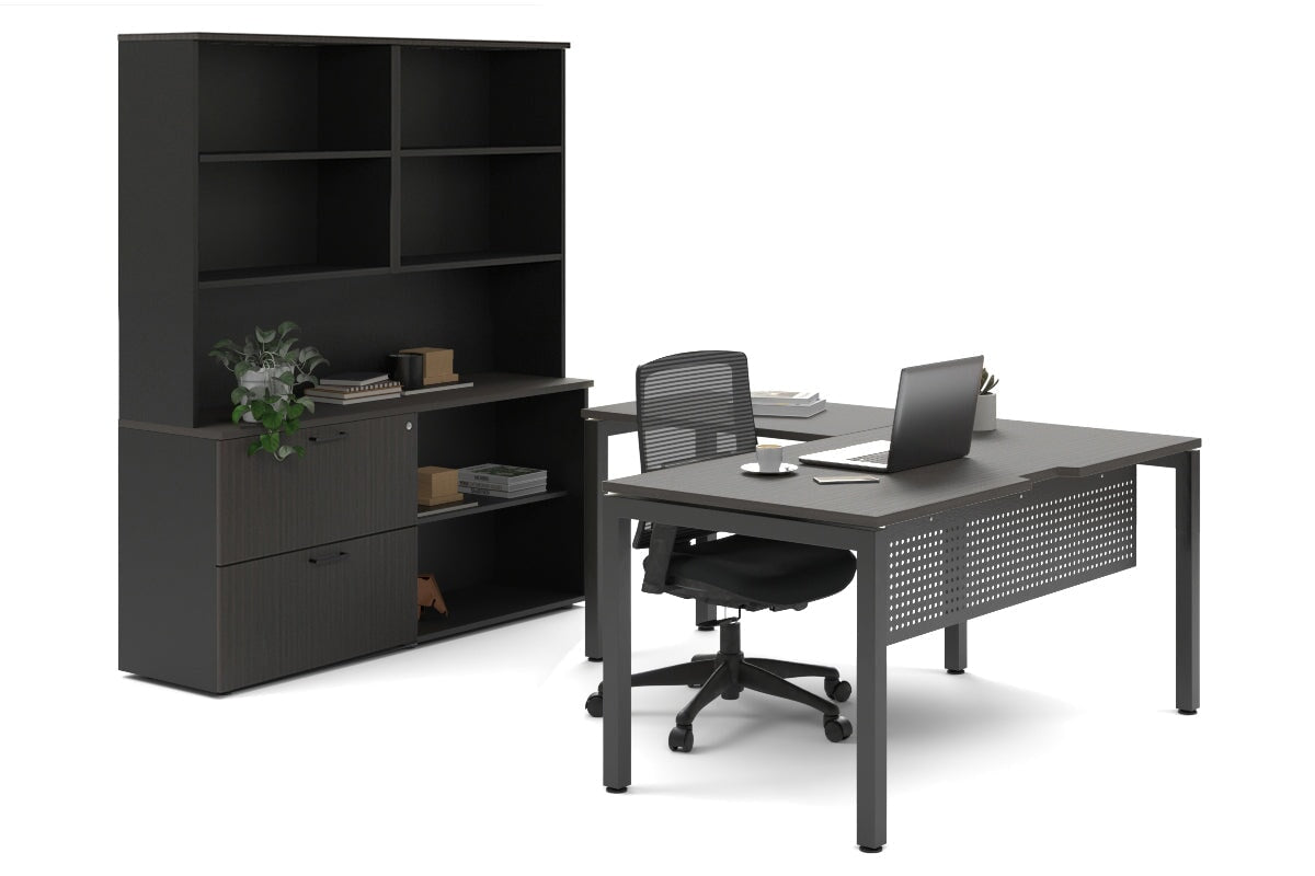 Quadro Square Legs L-Shaped Executive Office Desk with Black Legs [1800L x 1700W] - Perfect for Modern Workspaces, Home Offices & Conference Rooms