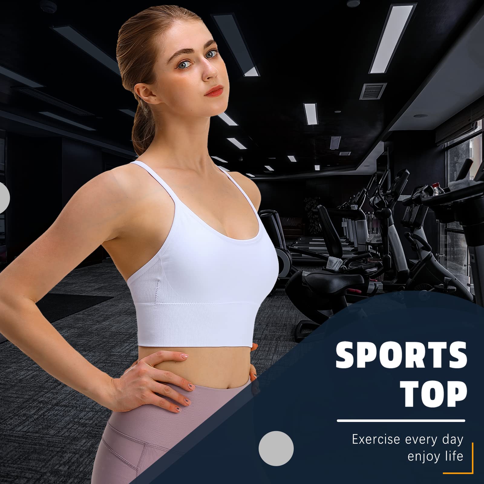High Support Medium Impact Sports Bra for Women - Padded Strappy Workout Top - Gym, Running, Yoga & Fitness Apparel