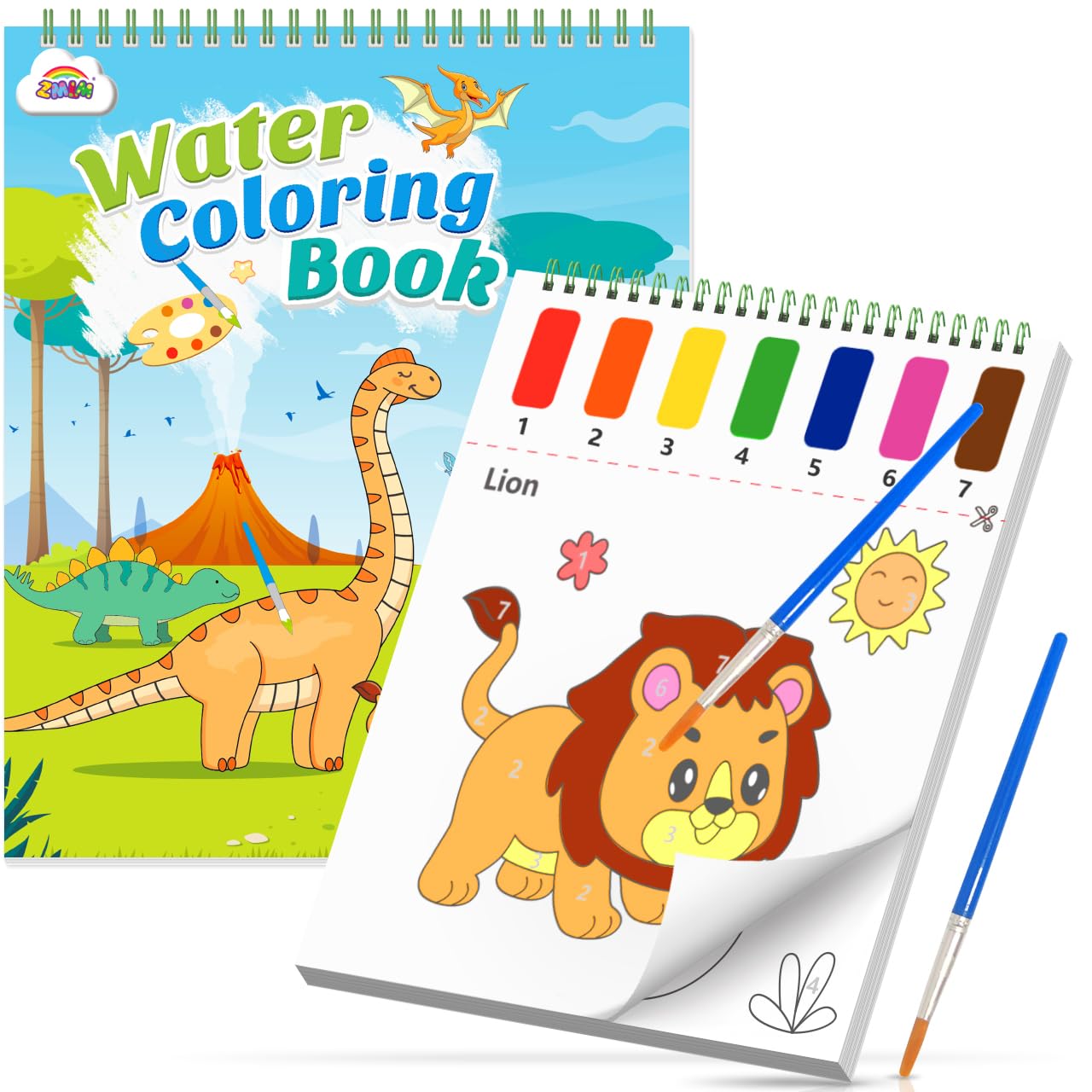 ZMLM Water Painting Books for Kids - Mess-Free Dinosaur Coloring Activity for Toddlers Ages 4-8 | Easter Basket Stuffers, Valentine's Day, Birthday & Christmas Arts & Crafts Gift for Boys & Girls | Perfect for Travel, Rainy Day Activities & Quiet Playtime