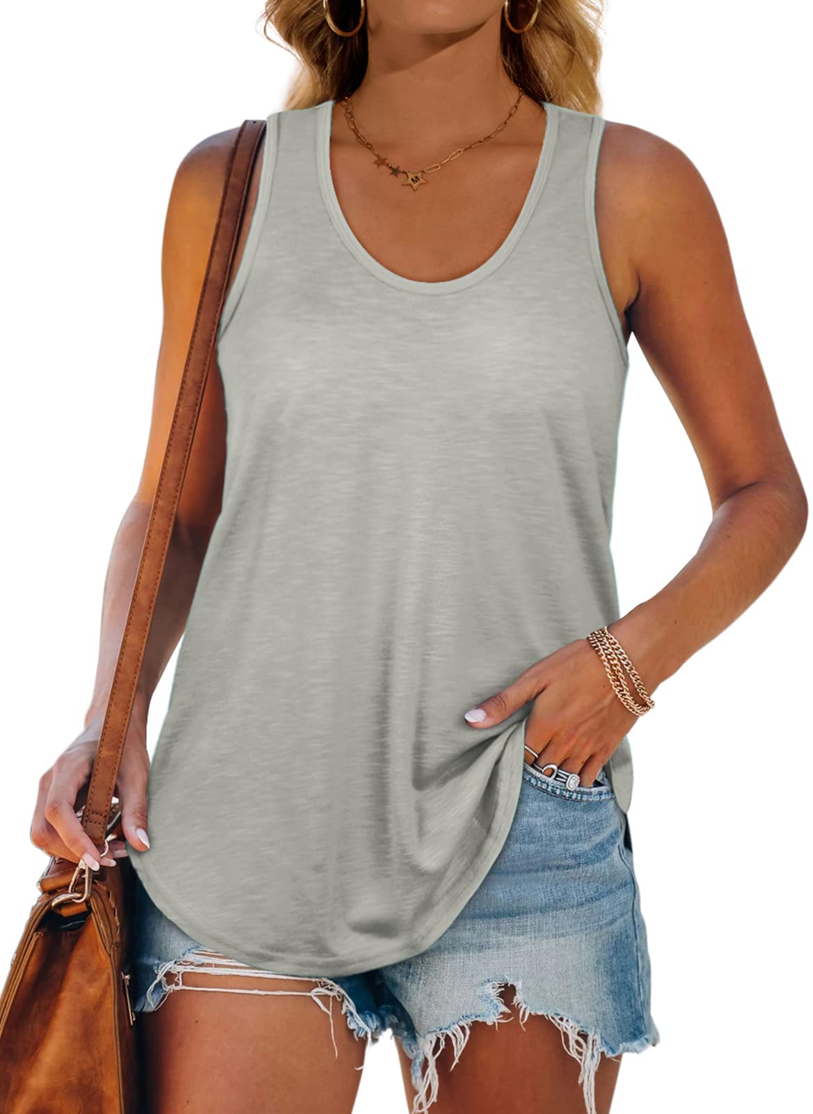 Women's Racerback Tank Tops - Loose Fit Summer Shirts for Casual Wear, Yoga & Beach Outfits