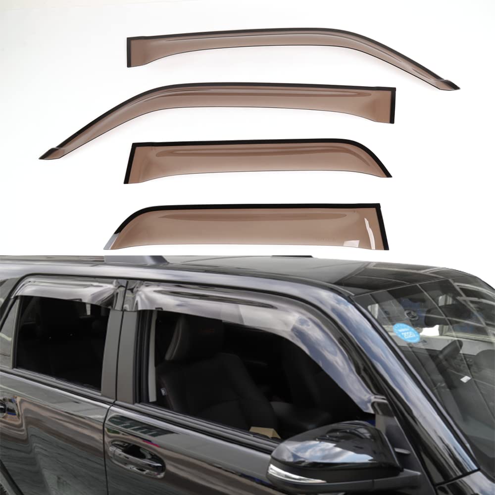 Hgcar Original Dark Smoke Side Window Deflectors - 4-Piece Set for Toyota 4Runner 2014-2021 (Durable Resin Material) | Rain Protection & Improved Airflow for Off-Road Adventures & Daily Commutes