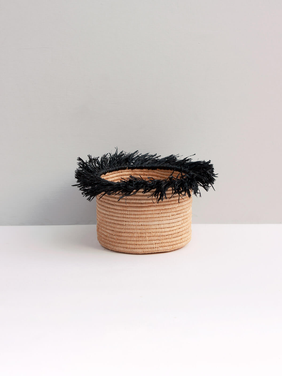 Stylish Black Raffia Tassel Storage Pots - Handwoven Decorative Organizer for Bathroom, Bedroom & Office | Perfect for Cotton Balls, Jewelry & Makeup Brushes
