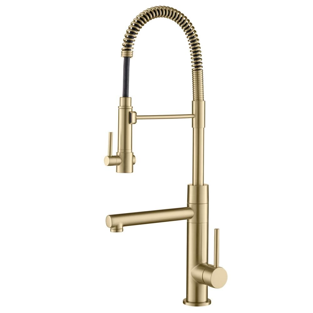 KRAUS Artec Pro 1st Gen Commercial Style Pre-Rinse Single Handle Kitchen Faucet with Pot Filler - Brushed Gold Finish, No Pull Down (KPF-1603BG) - Perfect for Modern Kitchens, Restaurants & Food Prep Areas