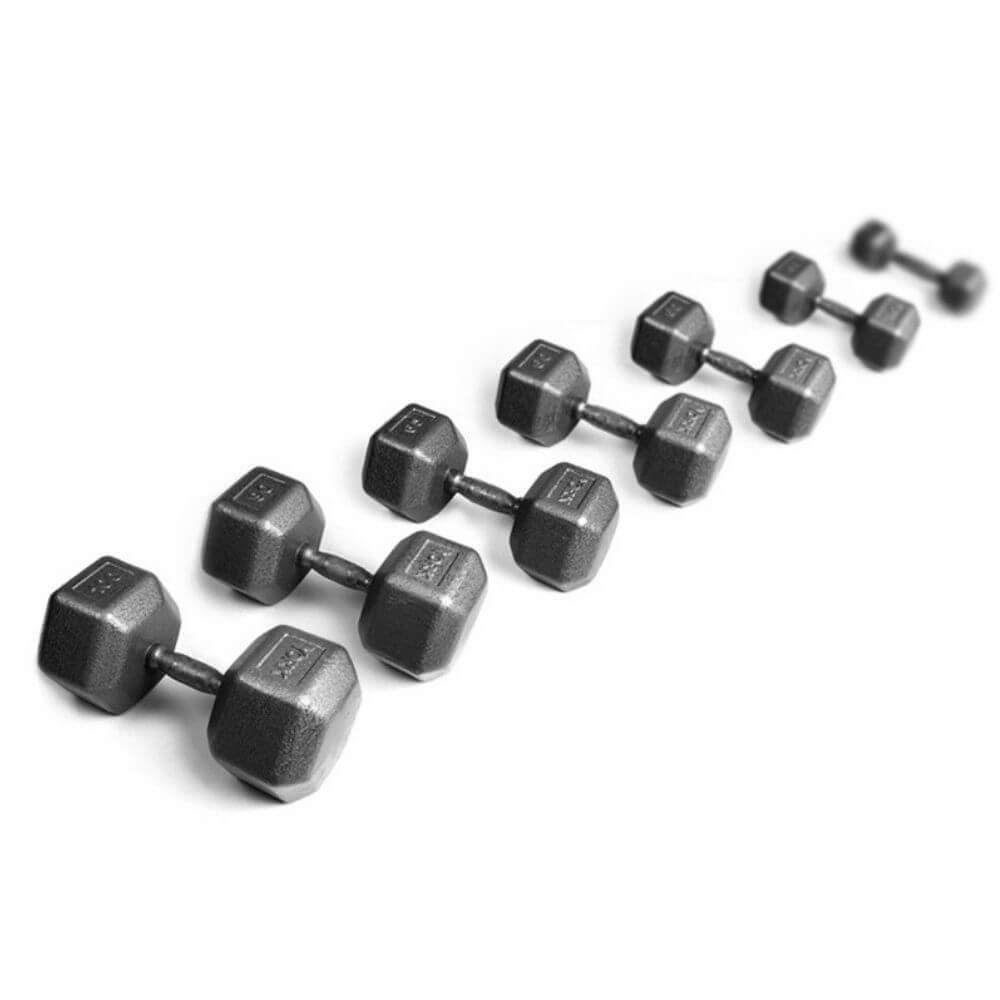 York Barbell Pro Hex Dumbbell 5-50lb Set - Heavy Duty Rubber Coated Weight Set for Home Gym, Strength Training & CrossFit Workouts