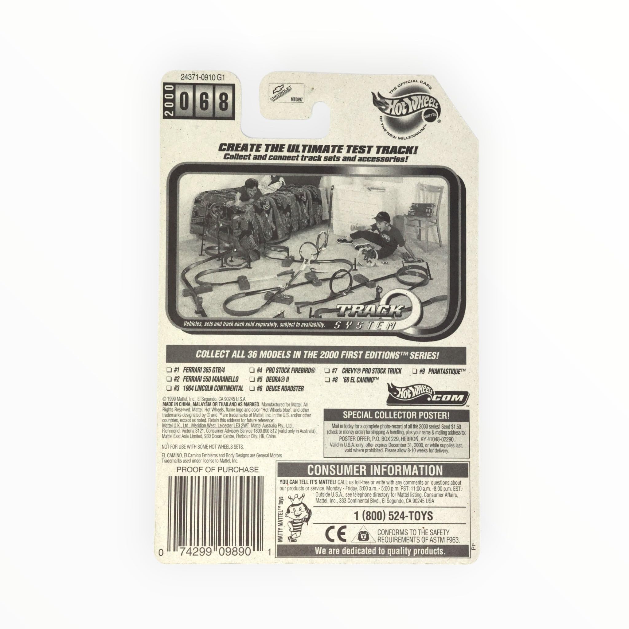 Hot Wheels 2000 First Editions '68 El Camino 8/36 Diecast Car - White Collectible Toy for Kids & Adults - Perfect for Display, Gifts, and Racing Play