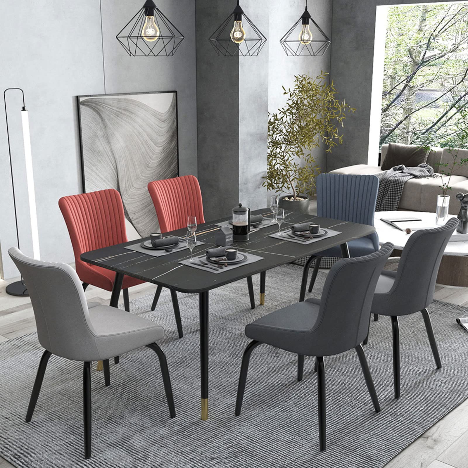 Modern Faux Leather Dining Chairs - Armless Counter Height Upholstered Lounge Chairs with Backrest, 200kg Weight Capacity - Perfect for Kitchen, Bar, Dining Room & Office Use