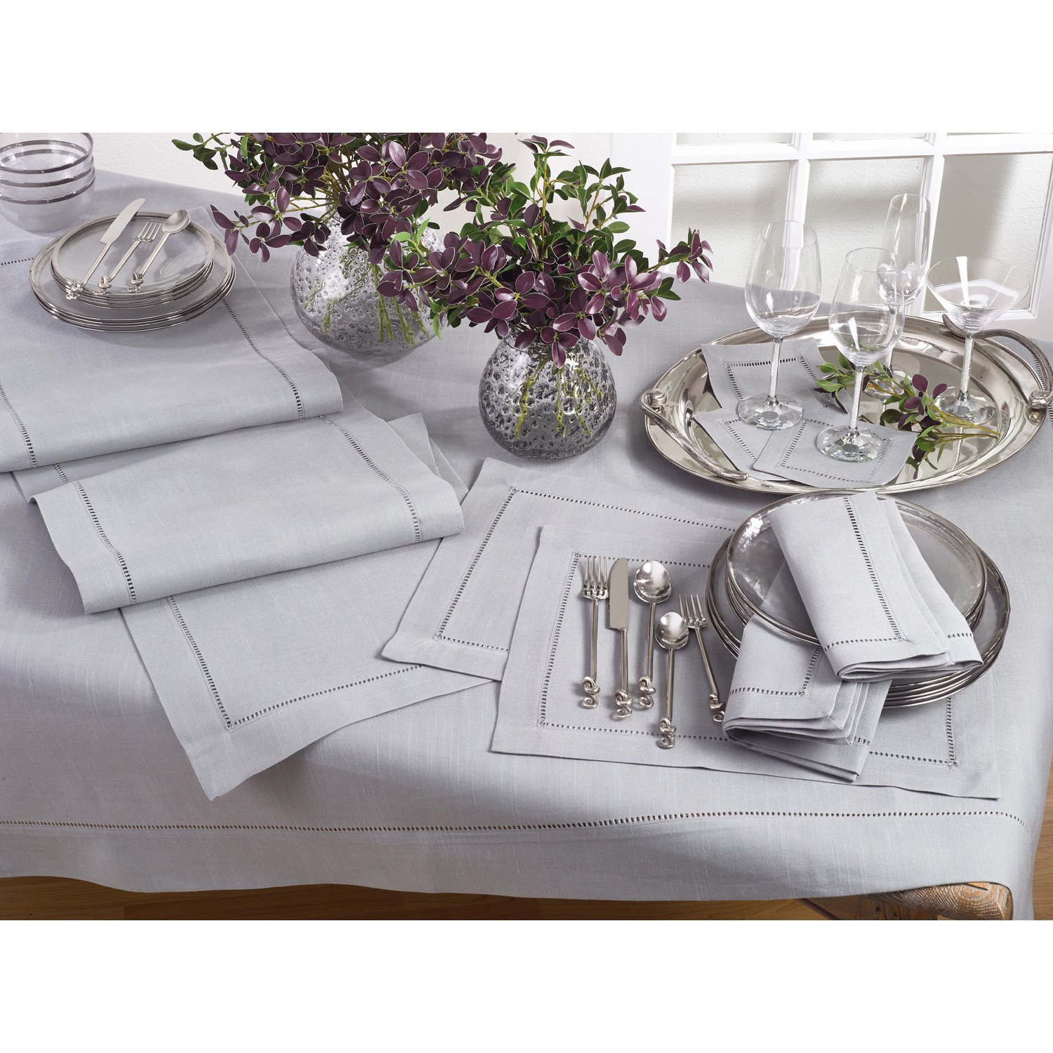 Grey Polyester Tablecloth 70x104
