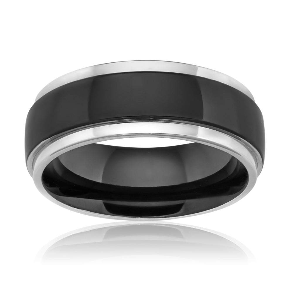 8mm Stainless Steel Black Plated Men's Ring - Durable Fashion Jewelry for Gifts, Weddings & Everyday Wear