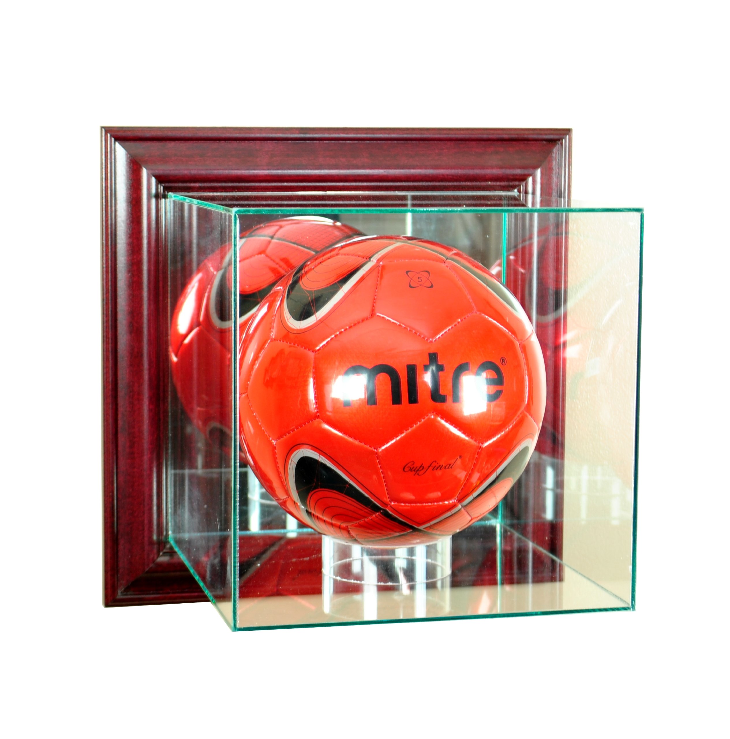 Premium Wall Mounted Volleyball Storage Case - Cherry Wood Finish | Perfect for Home, Gym & Beach Volleyball Equipment Organization