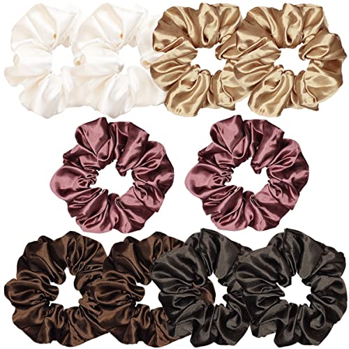 10 Pcs Satin Silk Scrunchies - Soft Hair Ties for Women & Girls - Perfect for Work, Gym & Daily Styling
