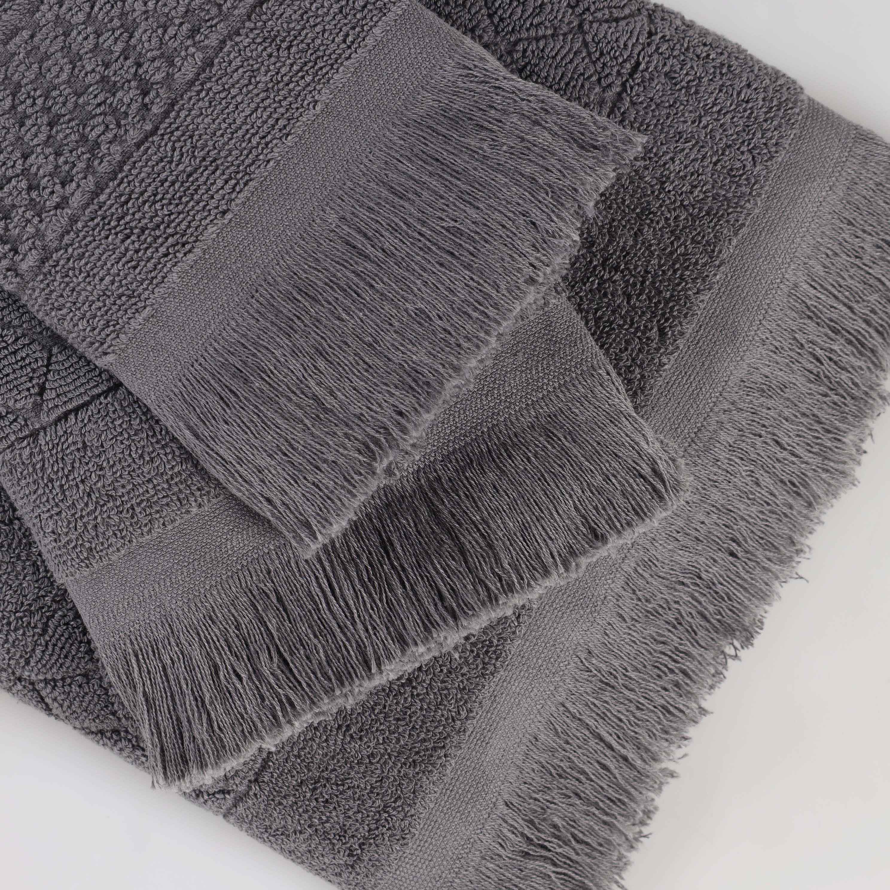 Premium Rolla Cotton Geometric Jacquard Plush Absorbent Bath Towel Set of 2 - Ultra Soft & Quick Dry Bath Sheets for Spa, Hotel & Luxury Home Use