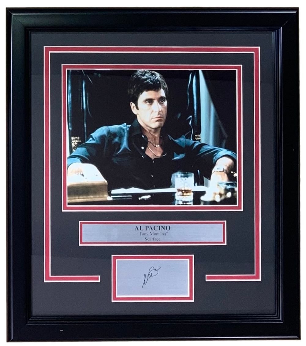 Al Pacino Framed 8x10 Scarface Tony Montana Photo with Laser Engraved Signature - Perfect for Movie Fans, Home Theater Decor & Gangster Film Memorabilia Collection