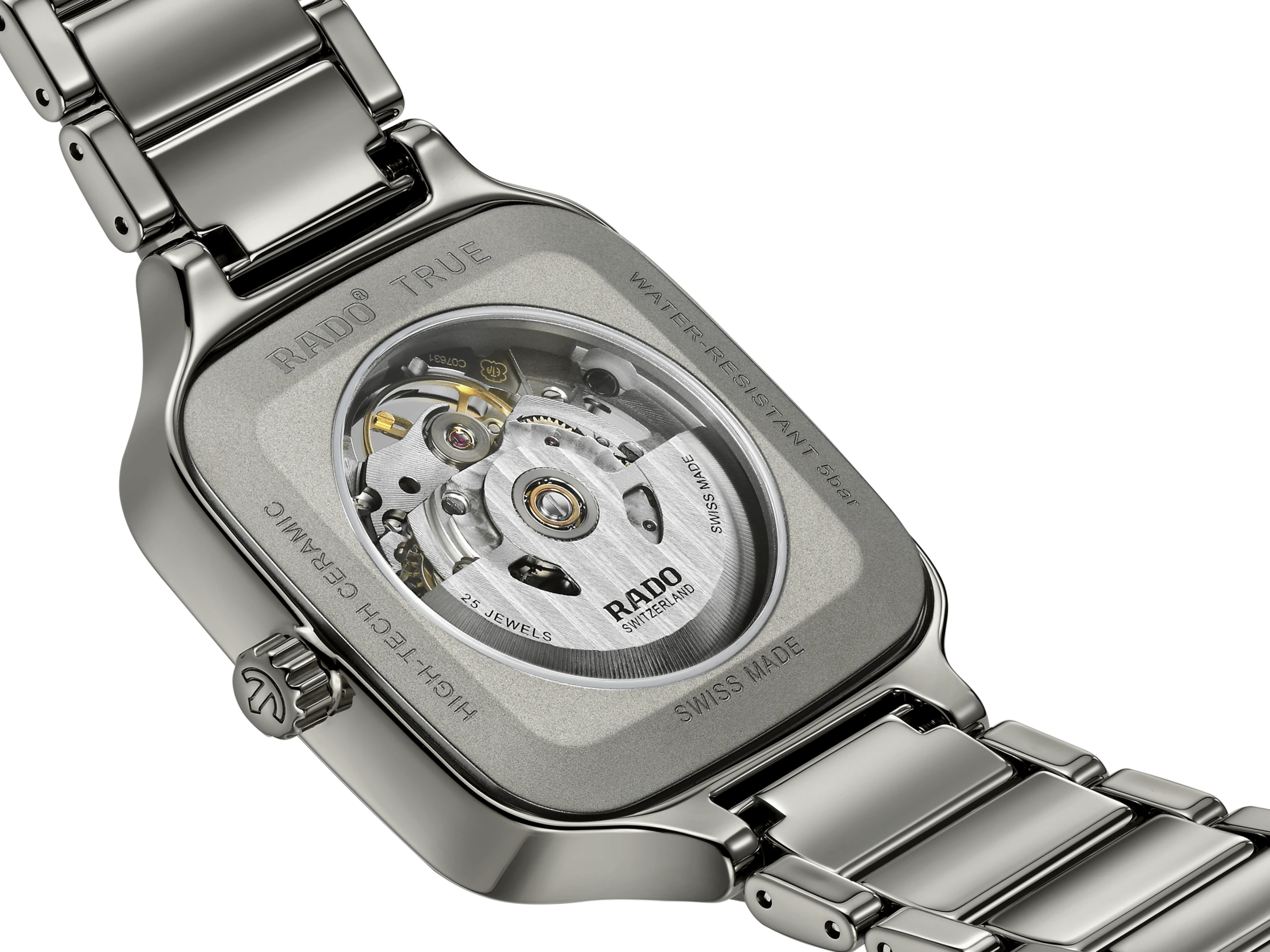 RADO True Square Automatic Open Heart Plasma 38mm Men's Watch R27083712 - Luxury Swiss Timepiece for Business & Formal Occasions