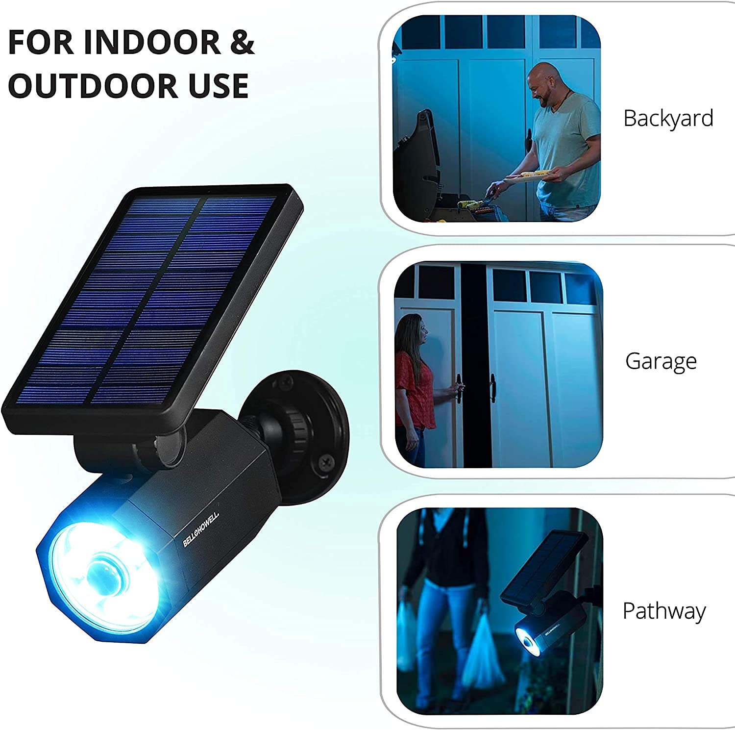 Bell+Howell Bionic Spotlight Motion Solar Spot Lights - Waterproof Outdoor Solar Landscape Lighting for Garden, Lawn & Yard | Super Bright LED Weather Resistant Security Lights | Perfect for Pathways, Driveways & Backyard Safety (As Seen On TV)
