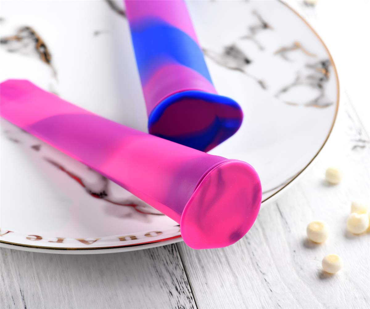 Best Silicone Ice Pop Molds Set of 6 - Reusable Popsicle Maker with Mixed Colors for Homemade Frozen Treats - Perfect for Summer Parties, Kids Snacks & Healthy Desserts