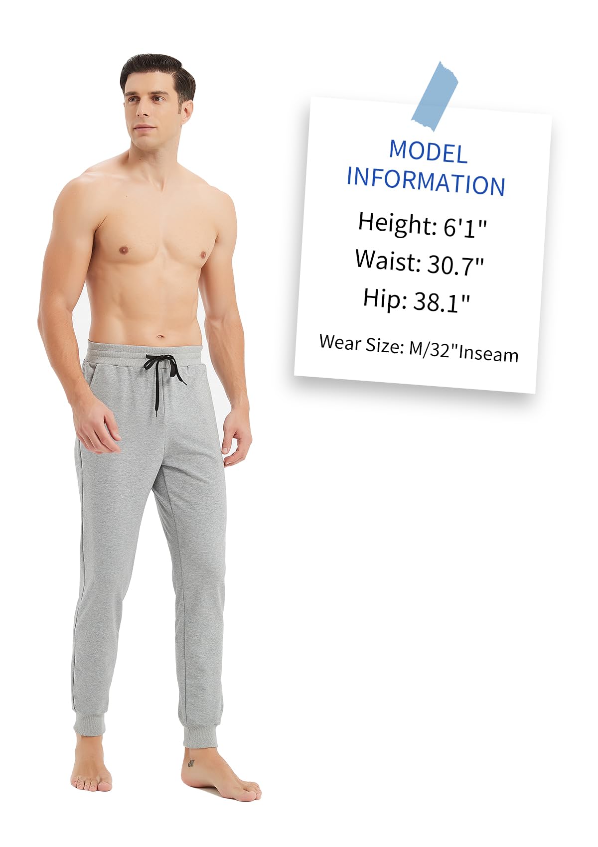 32/34/36/38/40 Long Inseam Men's Tall Sweatpants - Slim Fit Joggers for Workout & Running | Comfortable Athletic Pants for Tall Men | Gym, Lounge & Casual Wear
