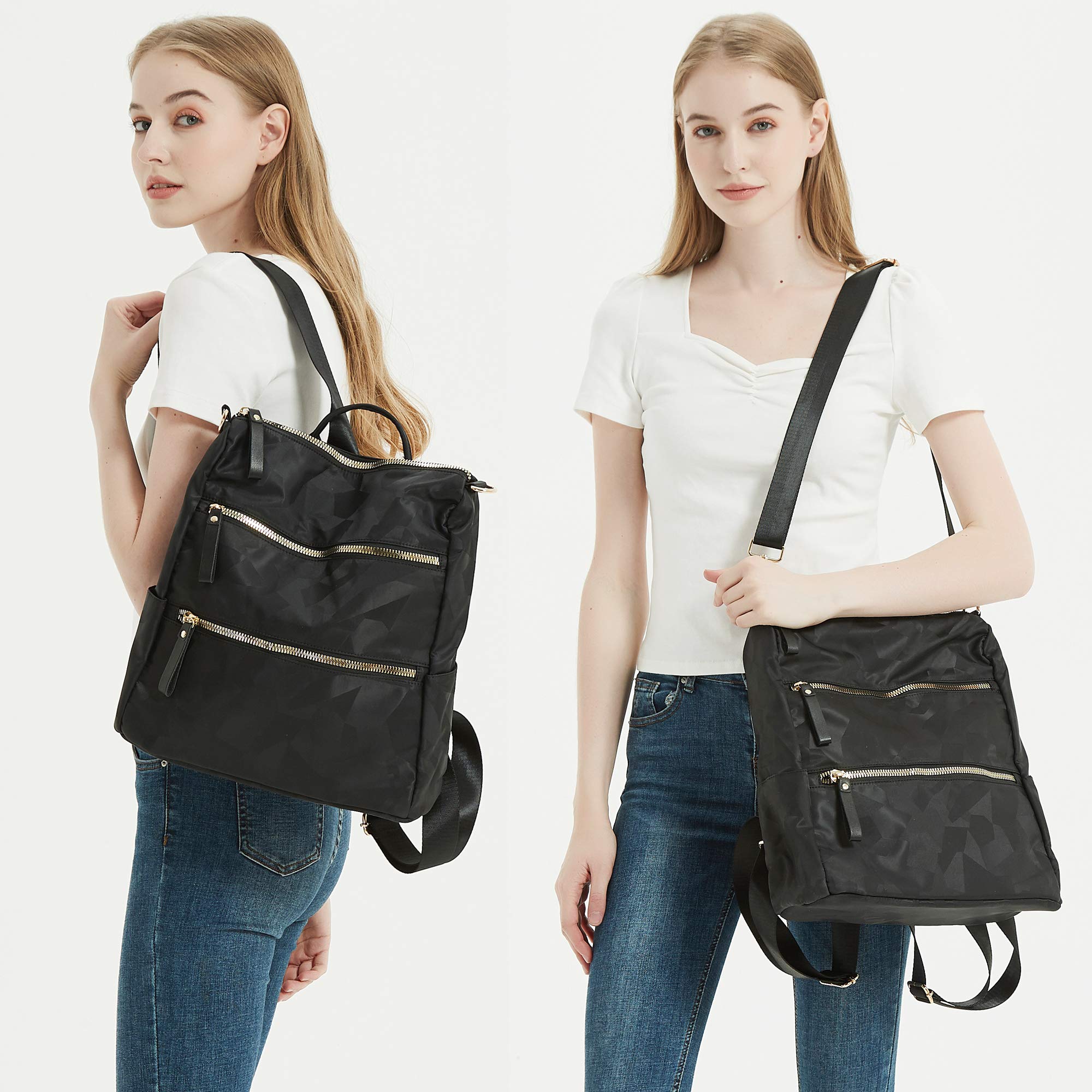 AO ALI VICTORY Women's Anti-Theft Nylon Backpack Purse - Stylish Shoulder Bag & College Bookbag for Travel, School & Daily Use | Casual Daypack for Work, Commuting & Outdoor Activities