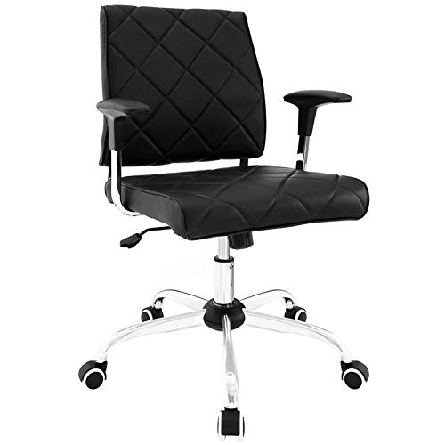 Scranton & Co Modern Black Vinyl Office Chair - Ergonomic Desk Chair for Home & Office Workspace