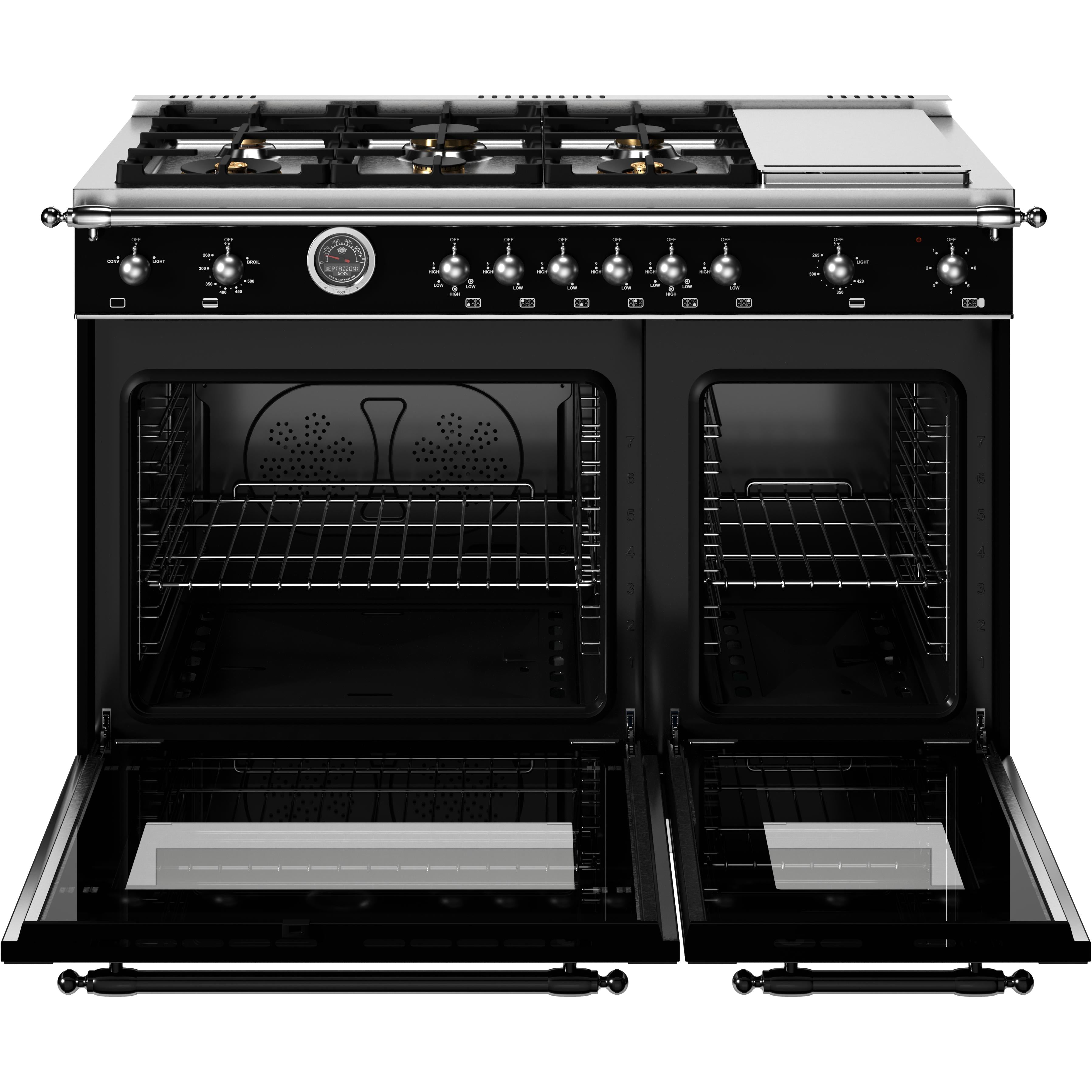 Bertazzoni HER486BTFGMNET 48-Inch Freestanding Gas Range with 6 Burners & Griddle - Professional Italian Kitchen Stove for Home Chefs & Cooking Enthusiasts - Perfect for Large Families, Entertaining & Gourmet Cooking