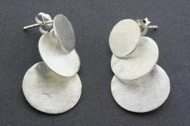 3 Disc Drop Stud Earrings - Pure Sterling Silver 925 for Women - Perfect for Parties, Weddings & Everyday Wear