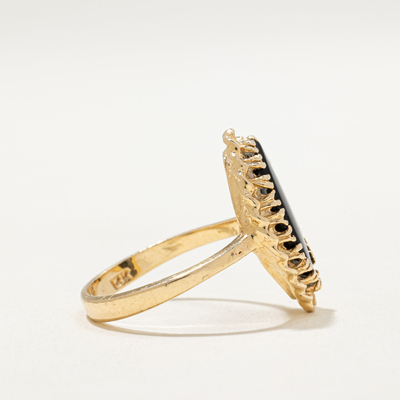 14K Gold Marquise Cut Onyx Ring - 1.40 Carat Genuine Stone - Size 6 - Elegant Statement Jewelry for Women - Perfect for Weddings, Anniversaries & Special Occasions