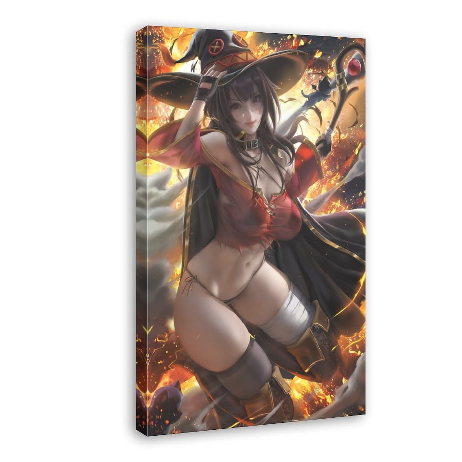 Anime Witch Canvas Poster - Sexy Anime Girl Wall Art for Bedroom & Office Decor - 24x36 Inch (60x90cm) Framed Print - Perfect Gift for Anime Lovers & Home Decoration